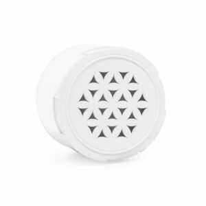 Eine weiße, runde Ultrafiltrations-Membran mit einem dekorativen Gitter in Form der Blume des Lebens.