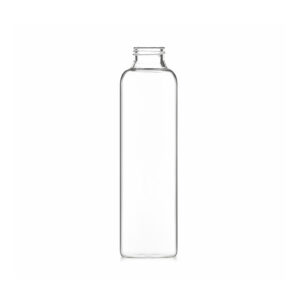 Eine durchsichtige Ersatz-Glasflasche mit 710ml Fassungsvermögen von Lotus Vita, isoliert auf weißem Hintergrund.