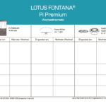 Servicekarte mit einer Tabelle zur Dokumentation der Wechselintervalle für Filterkartusche, Keramikfilter und Kalkfilter eines Wasserfiltersystems.